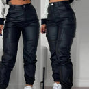 Women Elegant Streetwear Black Cargo Pants