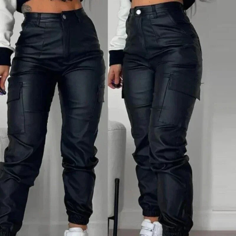 Women Elegant Streetwear Black Cargo Pants