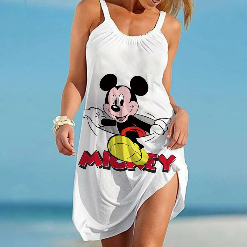 Women's Disney Print Skinny Beach Dresses