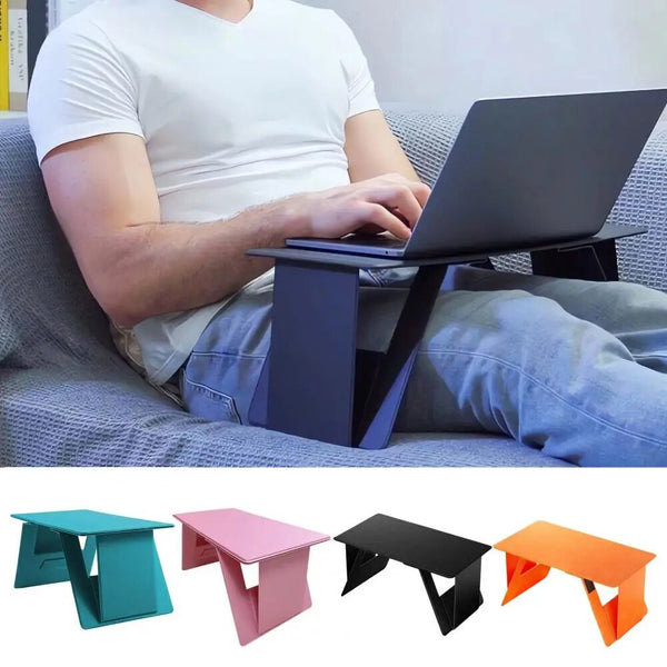 Foldable Fake Leather Wood Laptop Stand