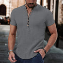 Men's Cotton Linen Short Sleeve V-neck T-shirt