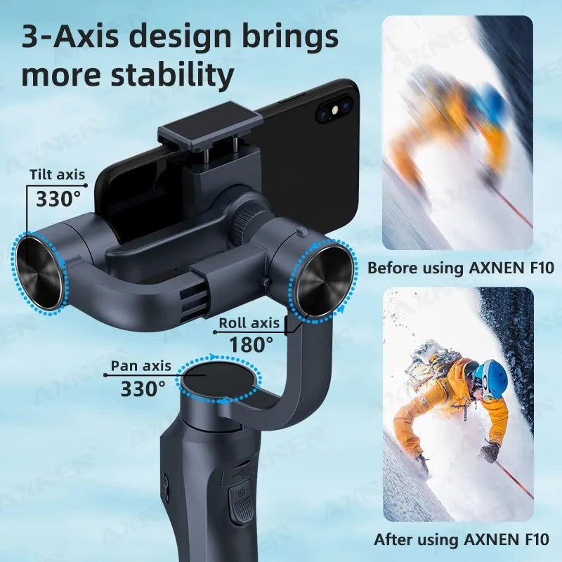 F10 3-Axis Gimbal Smartphone Stabilizer Selfie Stick