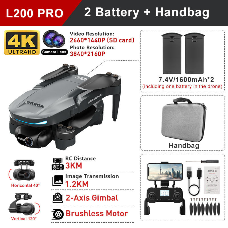 L200 Pro Max GPS Brushless Motor 4K HD Drone