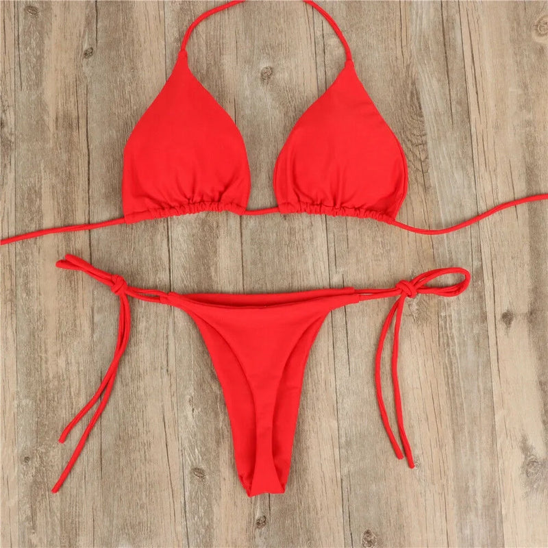 Women Thong Bikini Side Tie Sexy Swimsuit Set