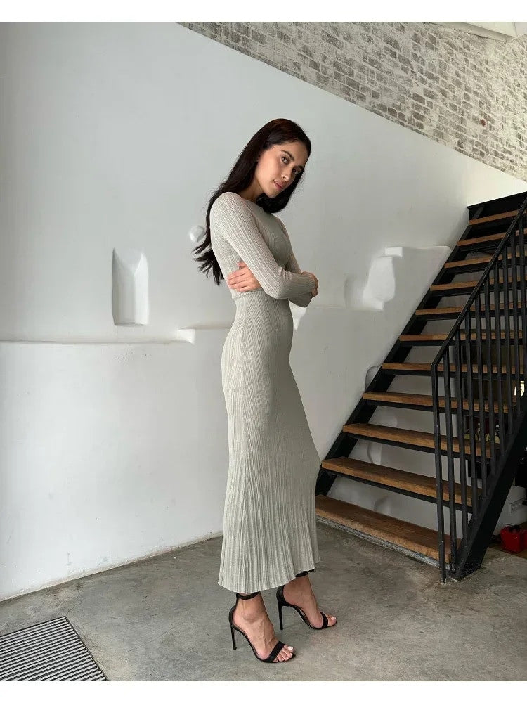 Women's Solid Maxi Long Sweater Dress