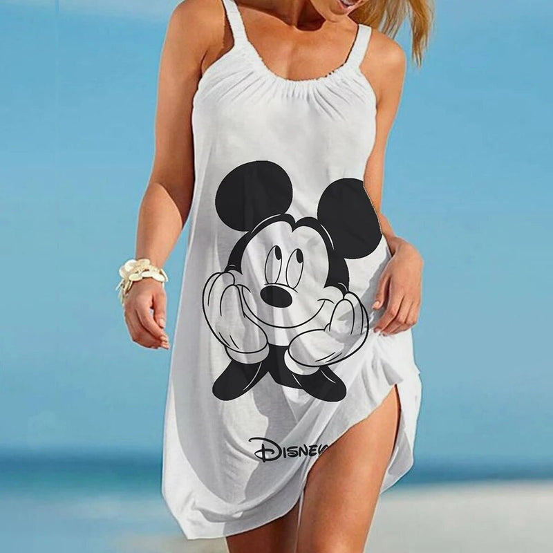 Women's Disney Print Skinny Beach Dresses