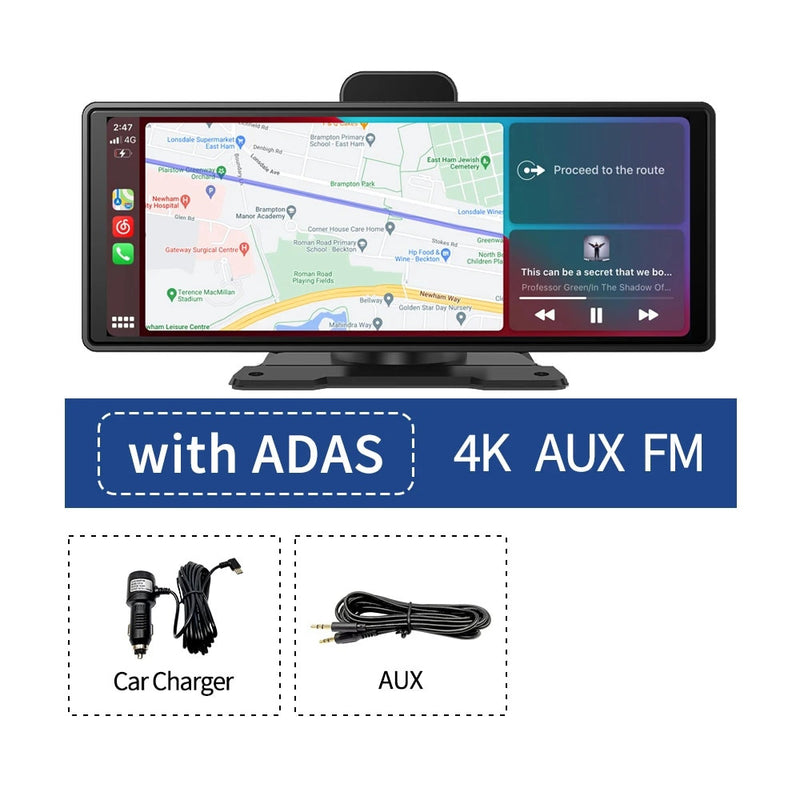 10.26" 4K GPS Navigation Wireless Dash Cam Recorder