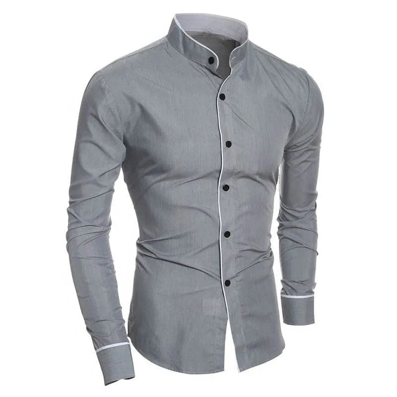 Men's Solid Color Casual Long Sleeve Shirt