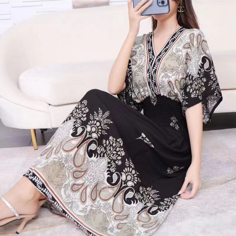 Casual Elegant Bohemian Style V-neck Dress