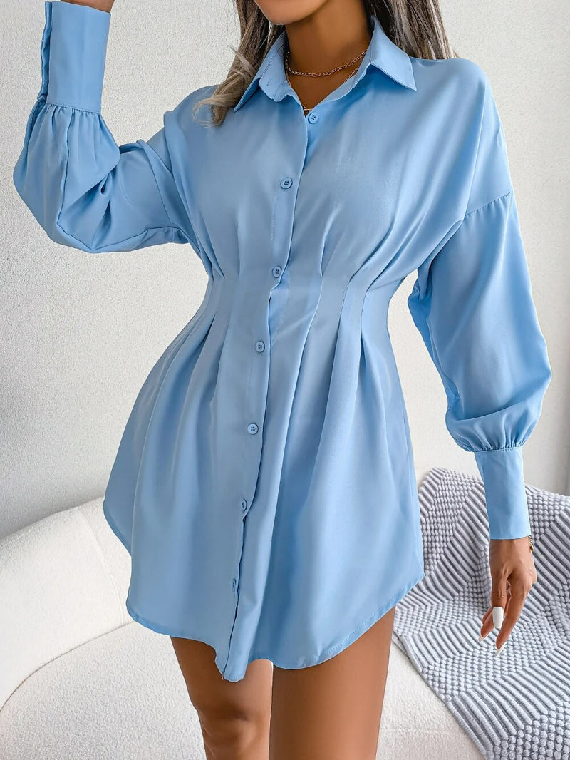 Women Casual Buttons Long Sleeve Dress Shirt