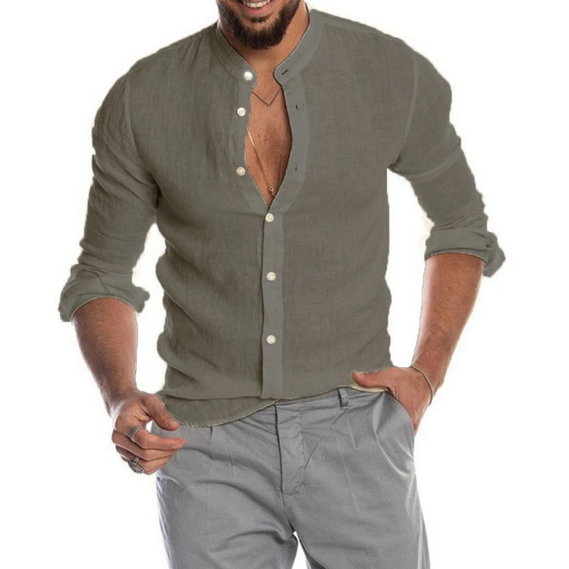 Cotton Linen Hot Men's Long-Sleeved Shirts