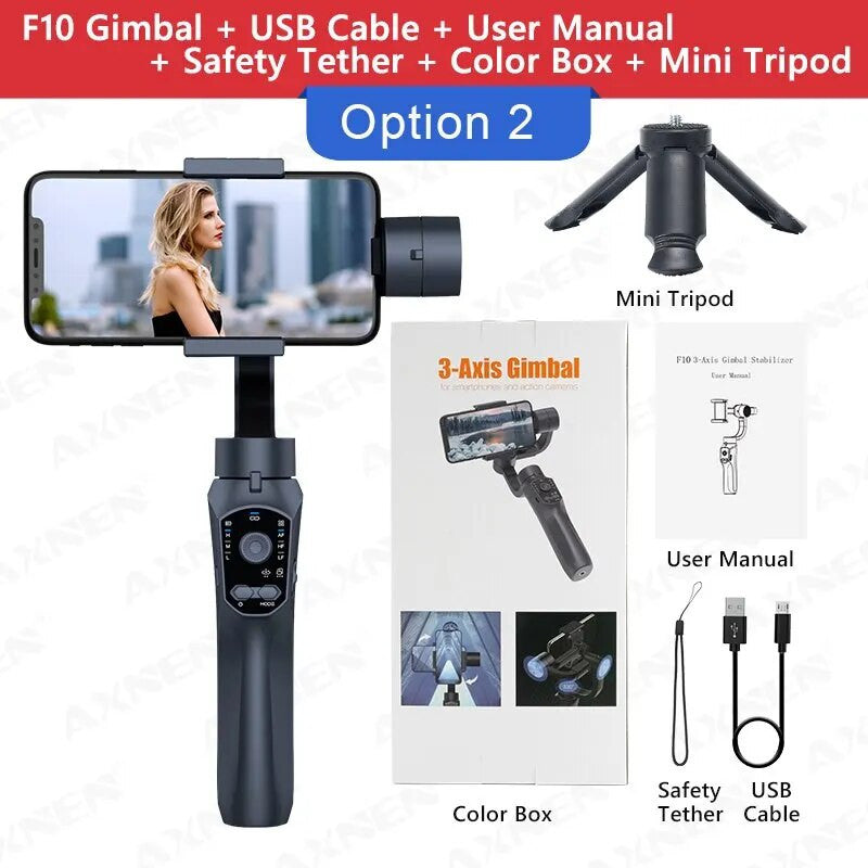 F10 3-Axis Gimbal Smartphone Stabilizer Selfie Stick