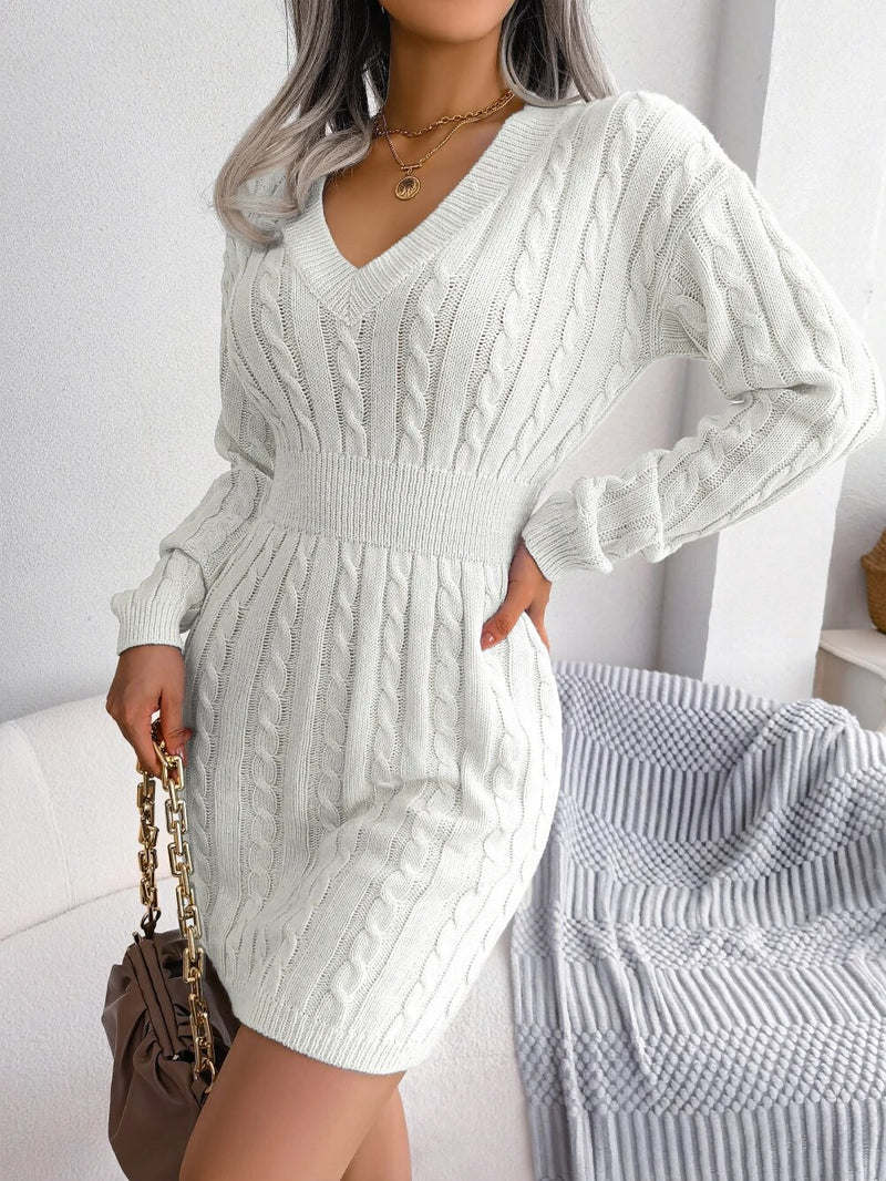 Women's Knitted Sweater Long Sleeve Dress