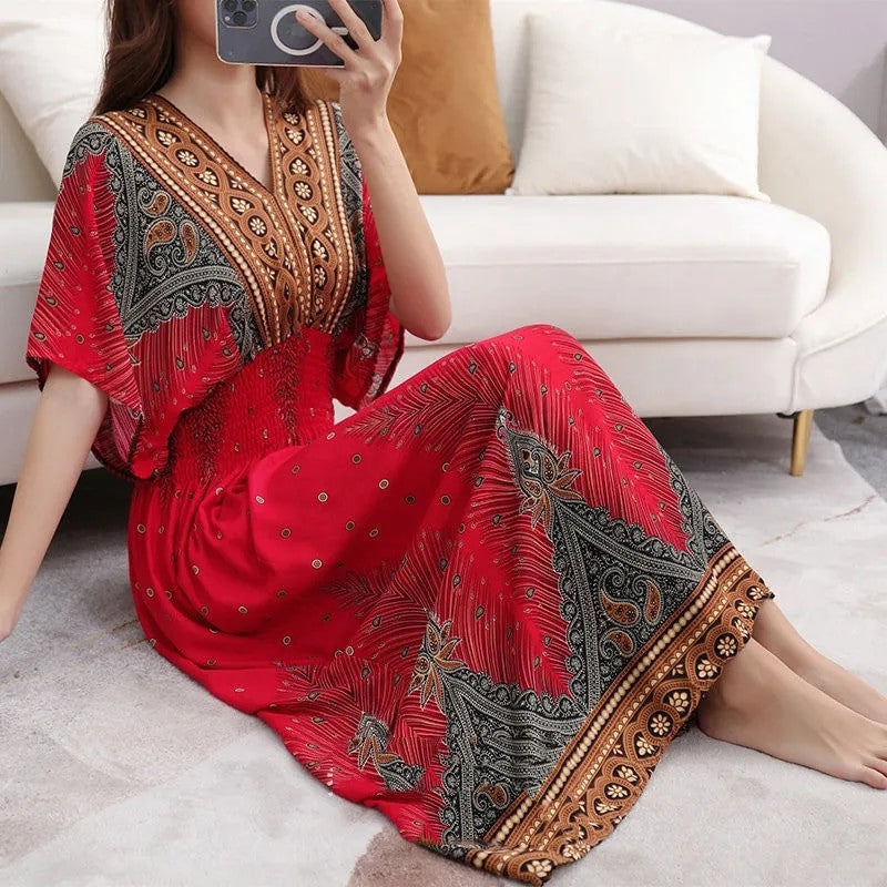 Casual Elegant Bohemian Style V-neck Dress