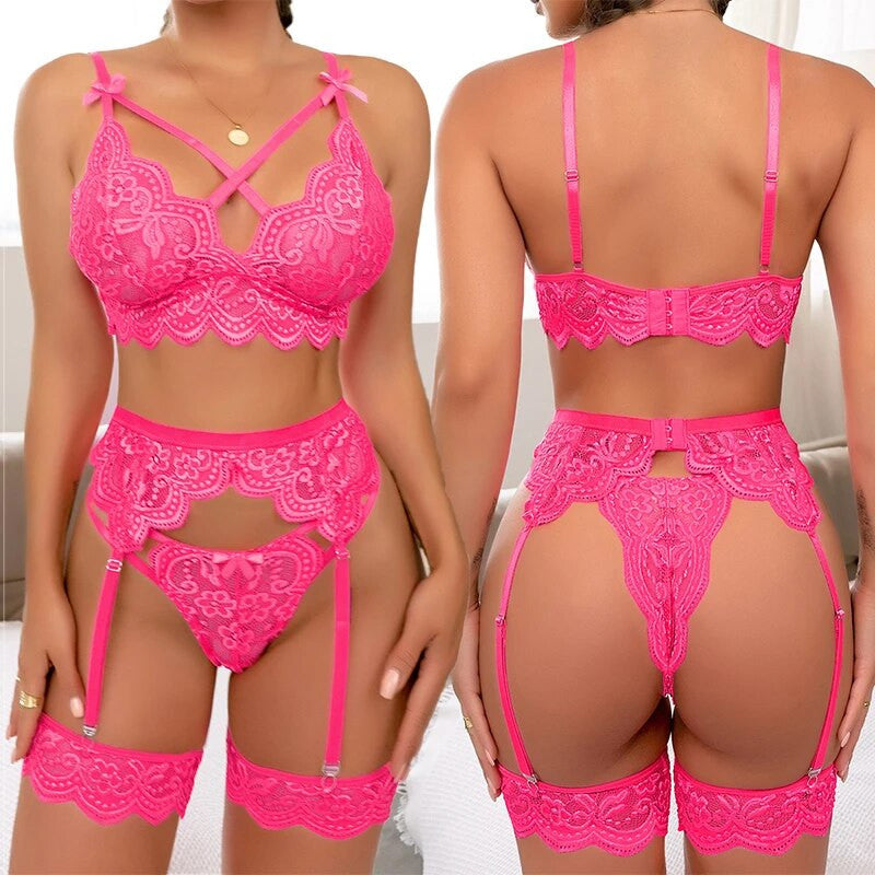 Sexy 3-Pieces Women Lingerie V-Neck Set