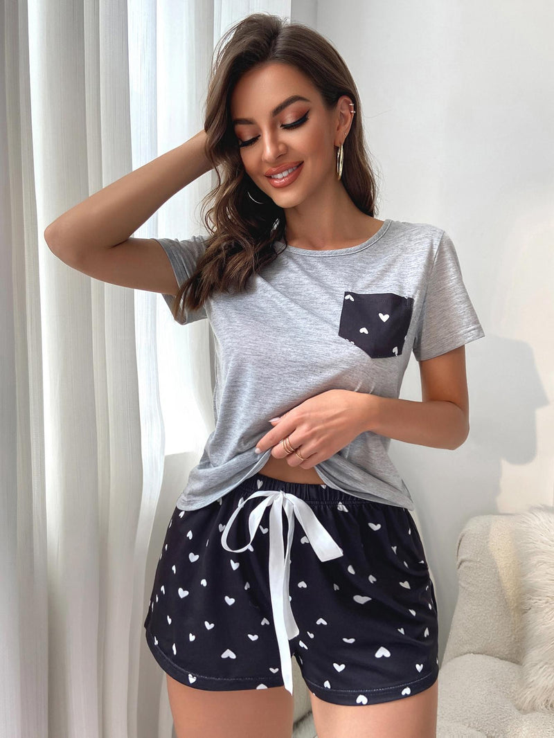 Women's Screw Neck Tee & Shorts Sleepwear Set