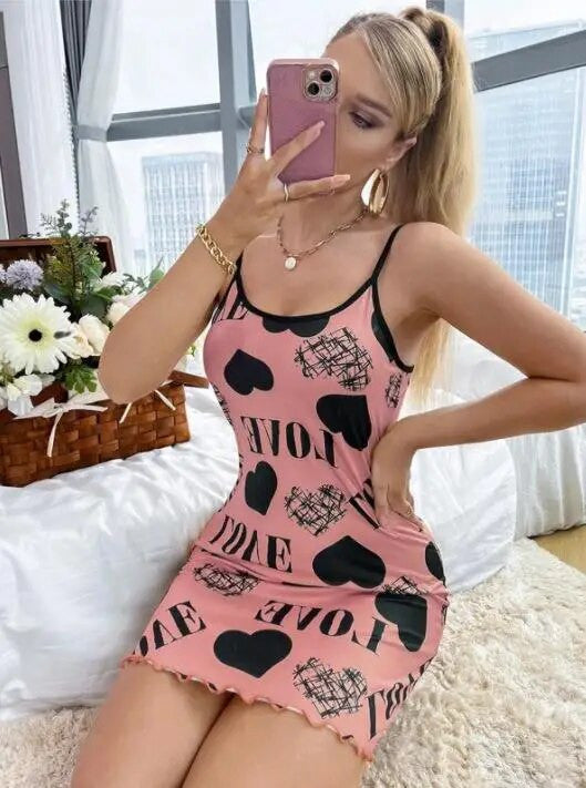 Ladies V Neck Sexy Lace Pajama Deep Set