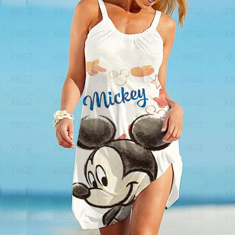 Women's Disney Print Skinny Beach Dresses