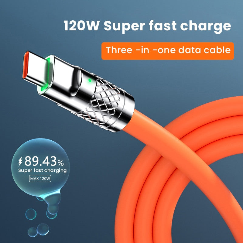 6A 120W 3in1 2in1 USB Fast Charger Cable