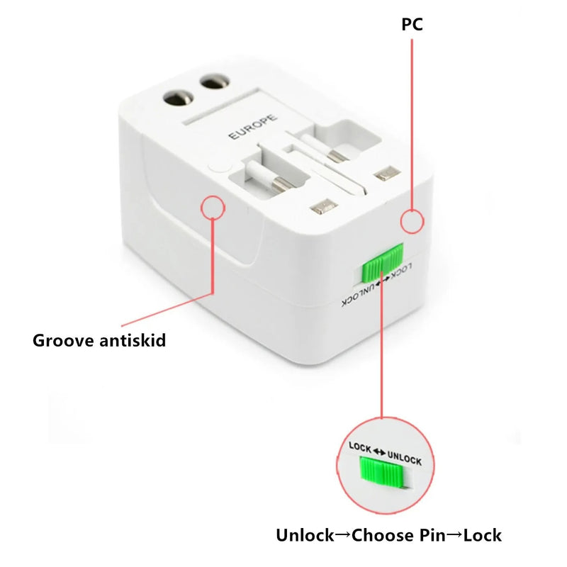 All in One Universal Plug Adapter 2 USB Port