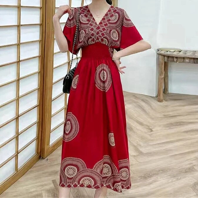 Casual Elegant Bohemian Style V-neck Dress