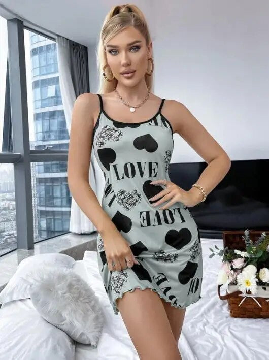 Ladies V Neck Sexy Lace Pajama Deep Set