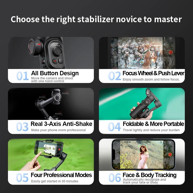 AOCHUAN 3-Axis Handheld Gimbal Smartphone Stabilizer