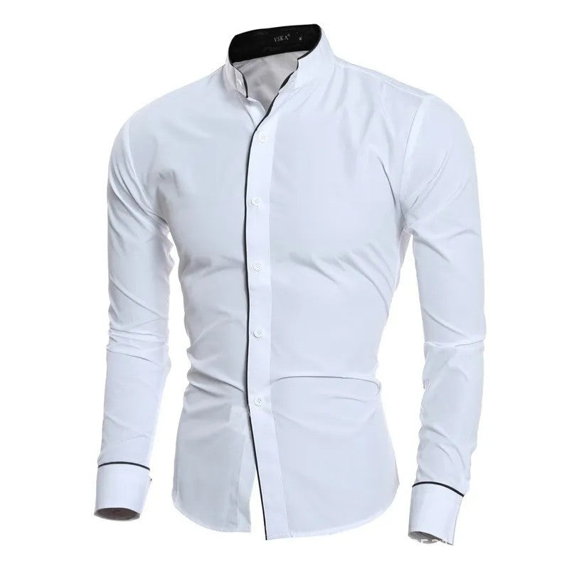 Men's Solid Color Casual Long Sleeve Shirt