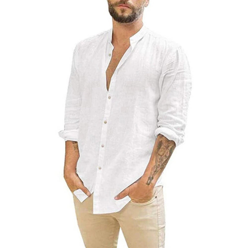 Cotton Linen Hot Men's Long-Sleeved Shirts