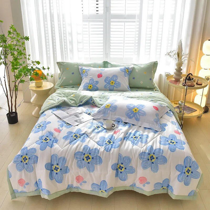 Plaid Summer Washable Cotton Comforter