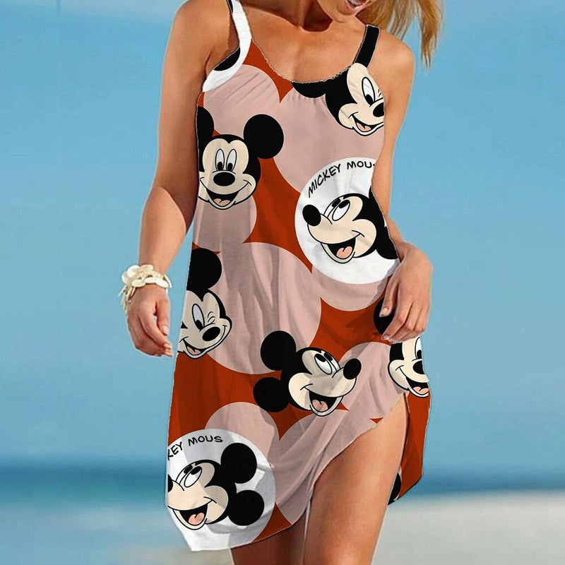 Women's Disney Print Skinny Beach Dresses