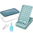 Round Ice Cube Tray Maker with Lid & Bin