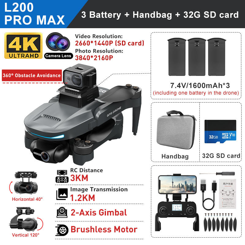 L200 Pro Max GPS Brushless Motor 4K HD Drone