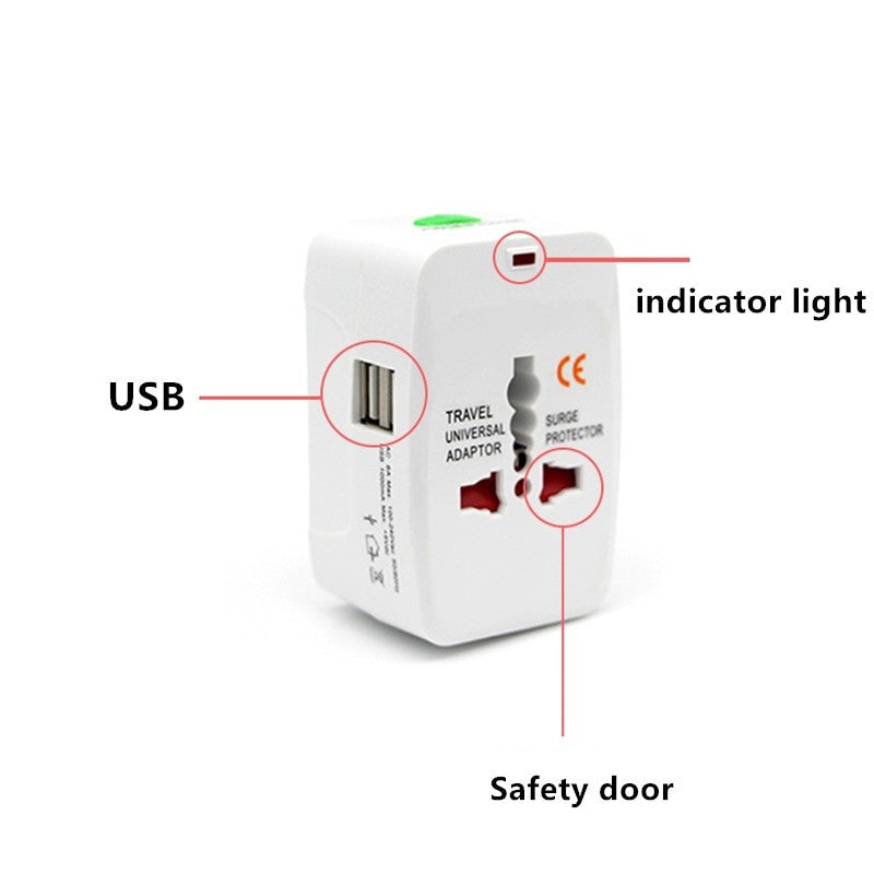 All in One Universal Plug Adapter 2 USB Port