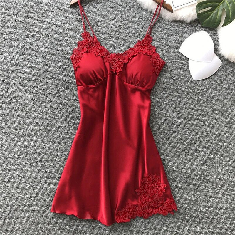 Sexy Women's Silk Suspender Nightdress