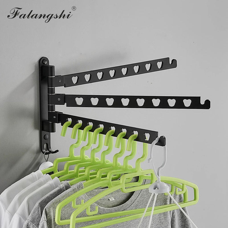 Aluminum Black Swivel Folding Clothes Rack