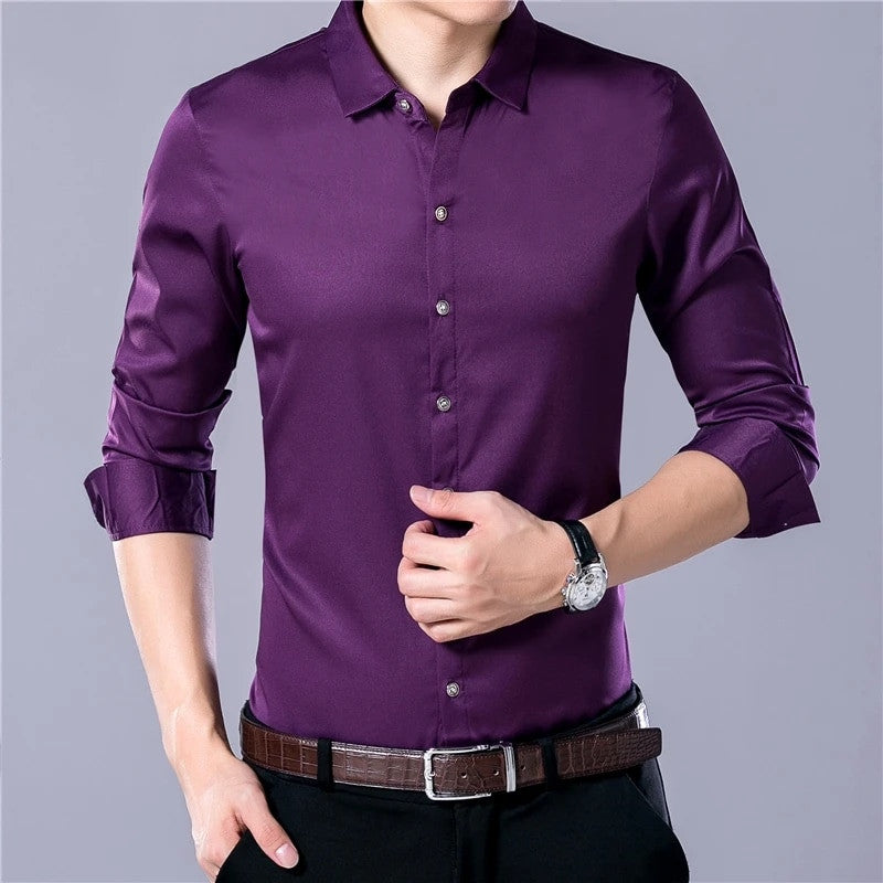 Men's Casual Business Solid Color Shirt