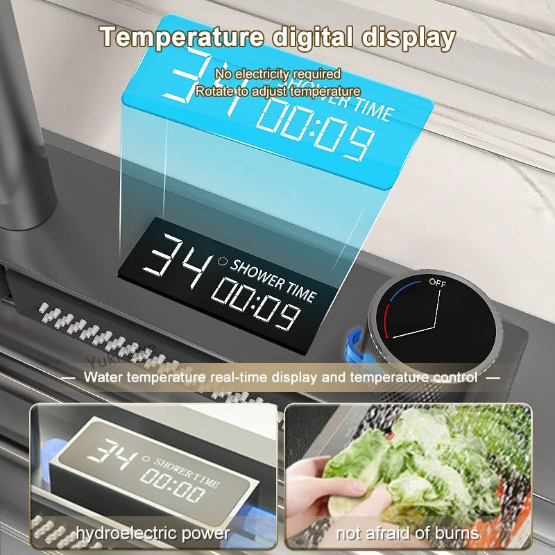 Stainless Steel Kitchen Waterfall Touch Sink