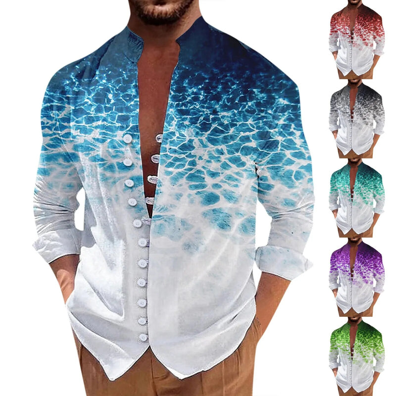 Men's Polyester Hawaiian Summer Paint Prints Shirt