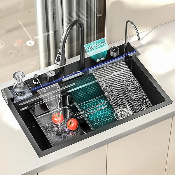 Double Waterfall Stainless Steel Kitchen Sink