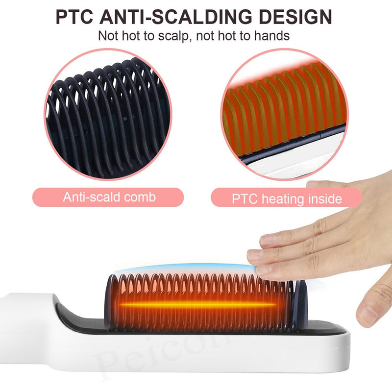 3 in 1 Heating Comb Hair Straightener Electric Brush