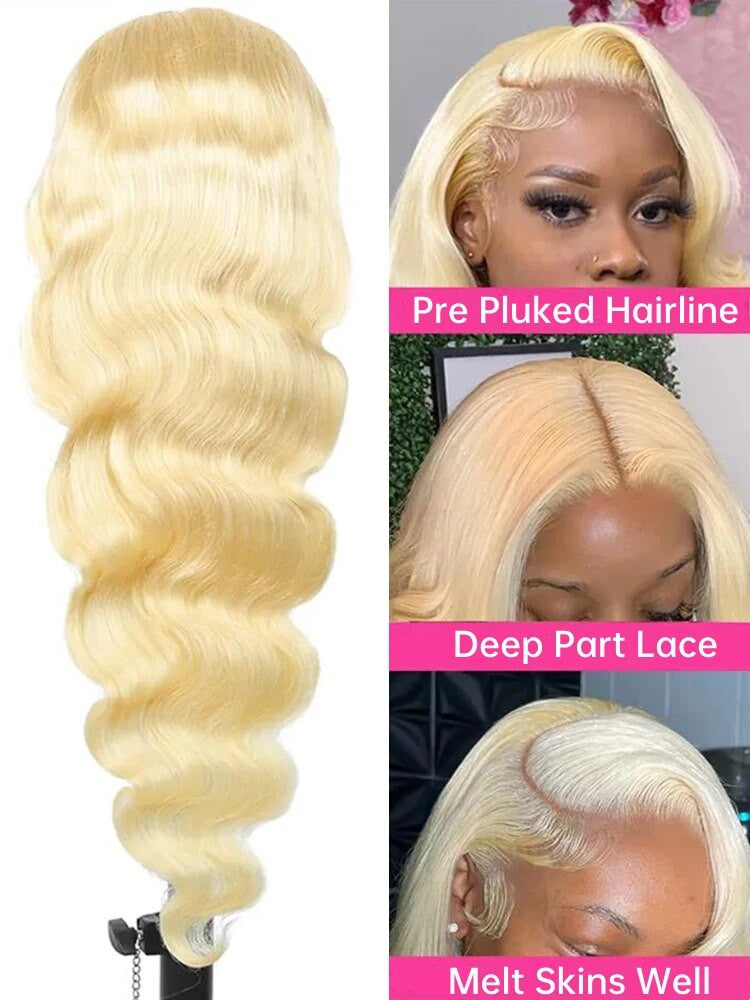 30 36 Inch 613 Blonde Lace Human Brazilian Hair Wig