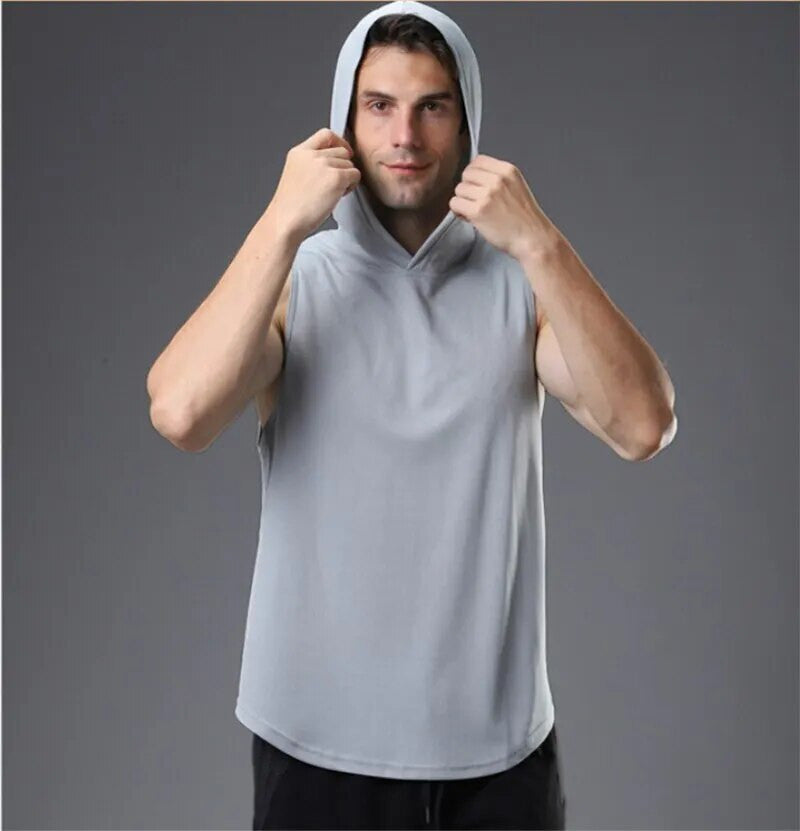 Men's  Fitness Loose Hooded Tank