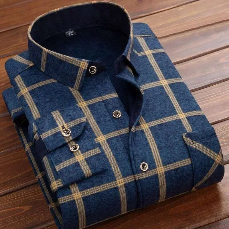 Men's Winter Warm Long Sleeve Plaid Shirts