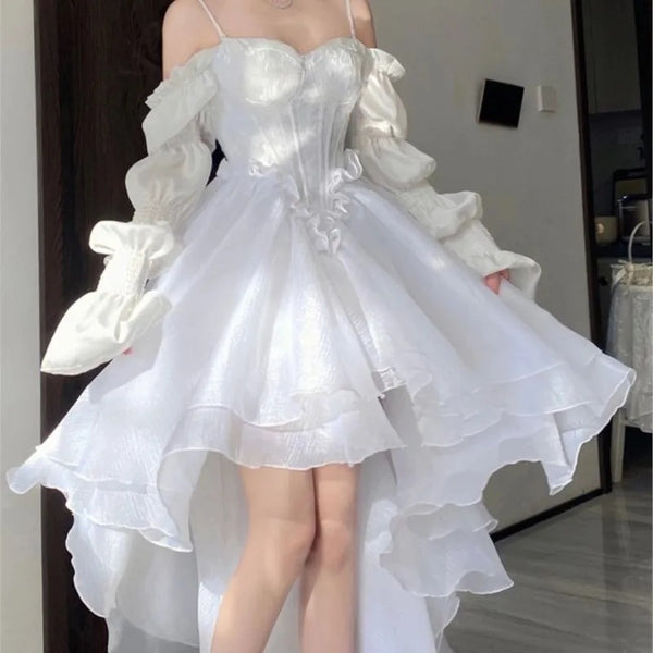 Elegant Off White Shoulder Princess Fairy Dress