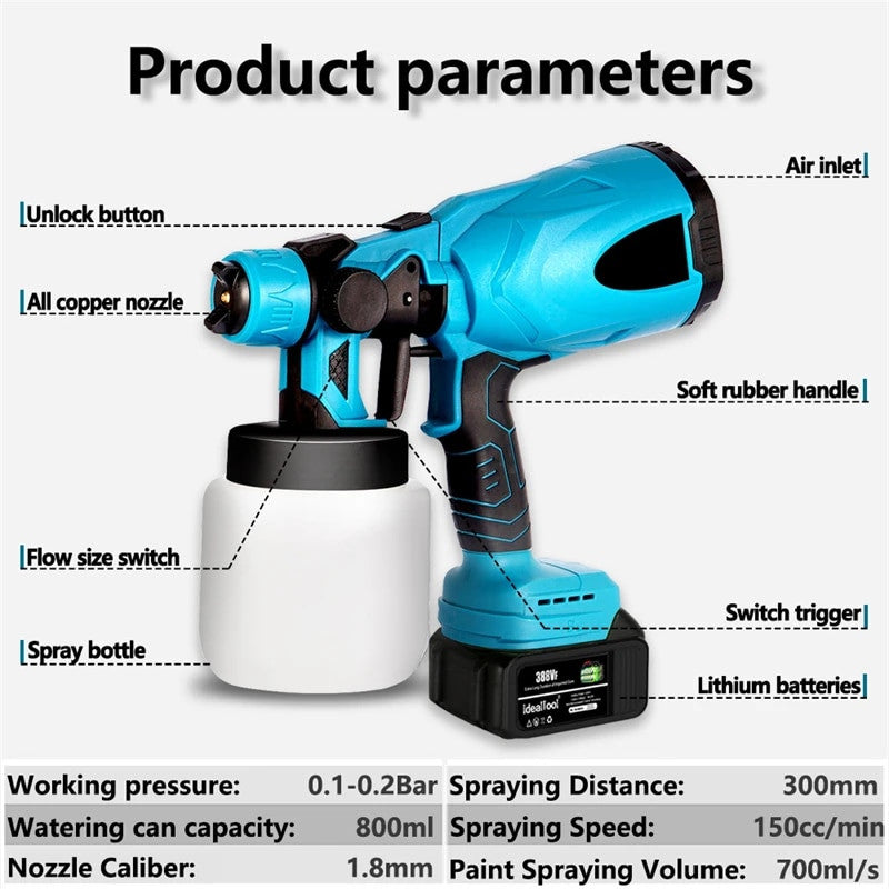 800ML High Power Cordless Electric Spray Gun