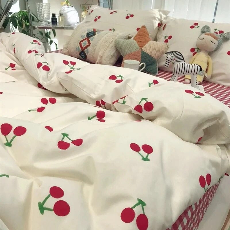 Korean Style Queen Size Twin Bedding Sheet  With Pillowcase