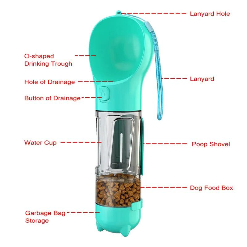 Portable Cat Dog Water Bottle Food Feeder
