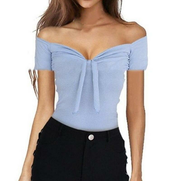 Women's Fashion V-Neck T-Shirt Elegant Casual Slim-Fit Tops